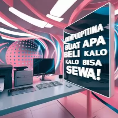 Gambar laptop yang disewa dengan latar belakang kantor.