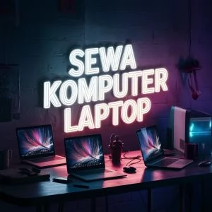 Komputer dan laptop yang tersedia untuk disewa di pusat sewa